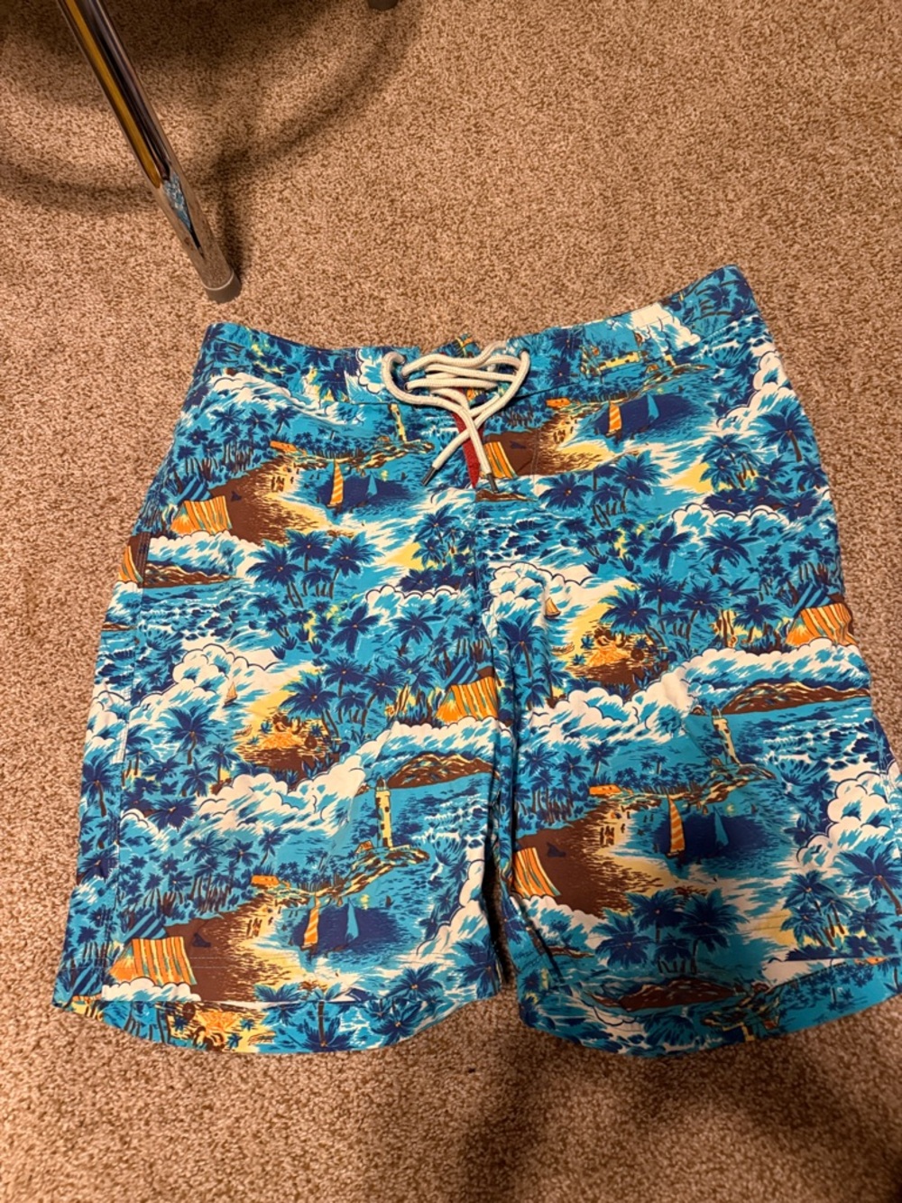 Brooks Brothers Blue and Tan Tropical Swim Shorts